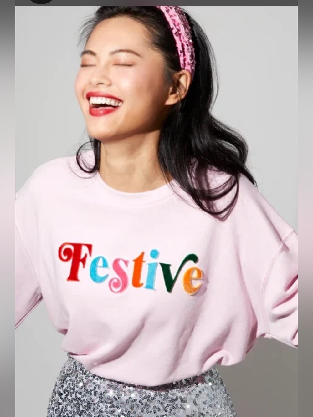 Shiraleah New Pink Festive Sweatshirt,S